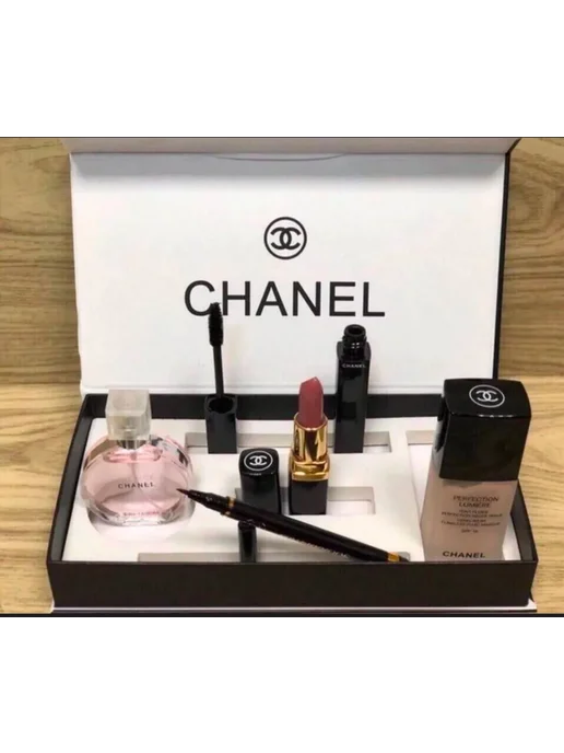 Духи Chanel подарочный набор 5 в 1, черный, фото 4