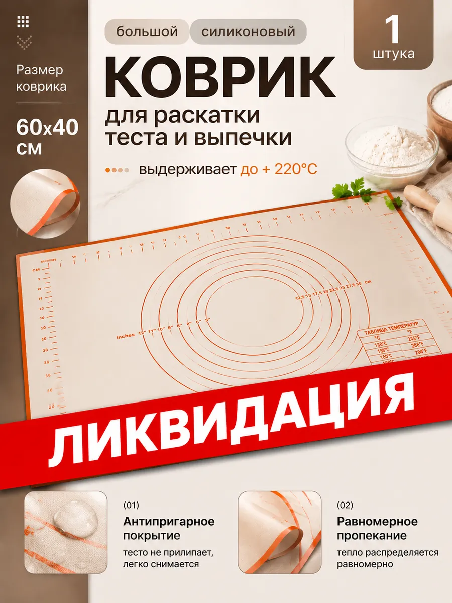 Силиконовый коврик для раскатки теста