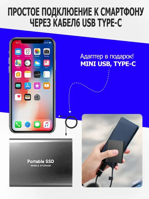 Внешний жесткий диск 1 тб ssd для ноутбука ссд, 1 ТБ, фото 7