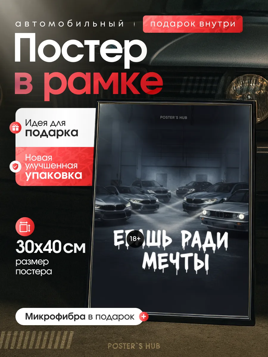 Постер настенный с автомобилем bmw подарок