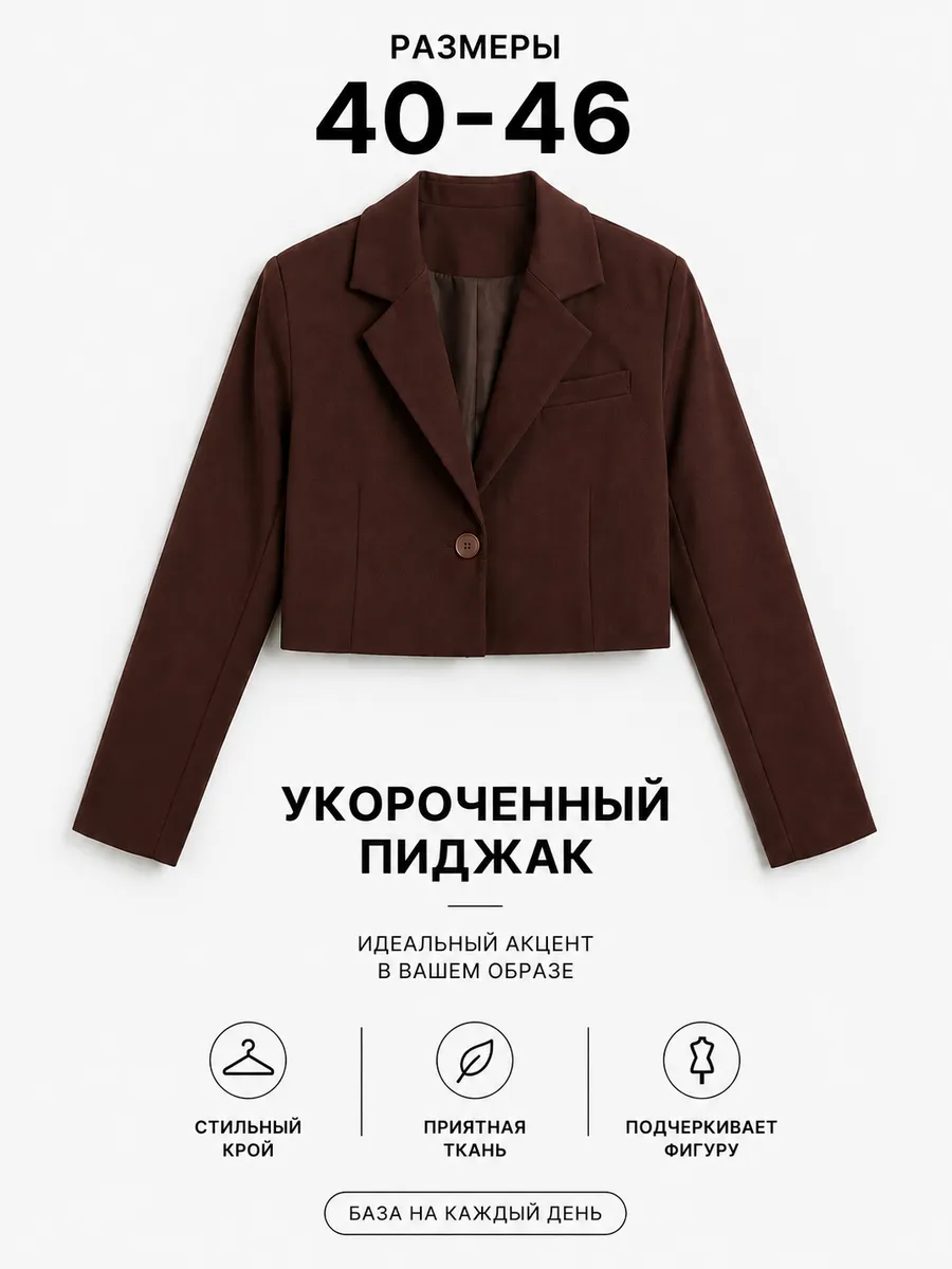 Укороченный пиджак оверсайз короткий блейзер