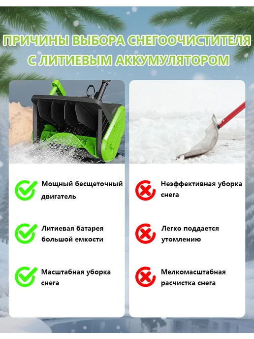 WenWU. Снегоуборщик аккумуляторный 15000 мАч, 15000 мАч, фото 4