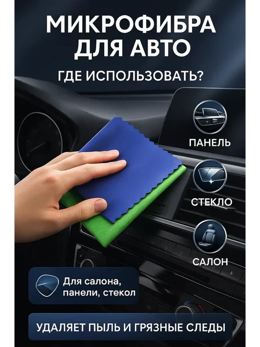 Салфетки микрофибра для стекол и панели без разводов 2 шт, 2 шт, фото 3