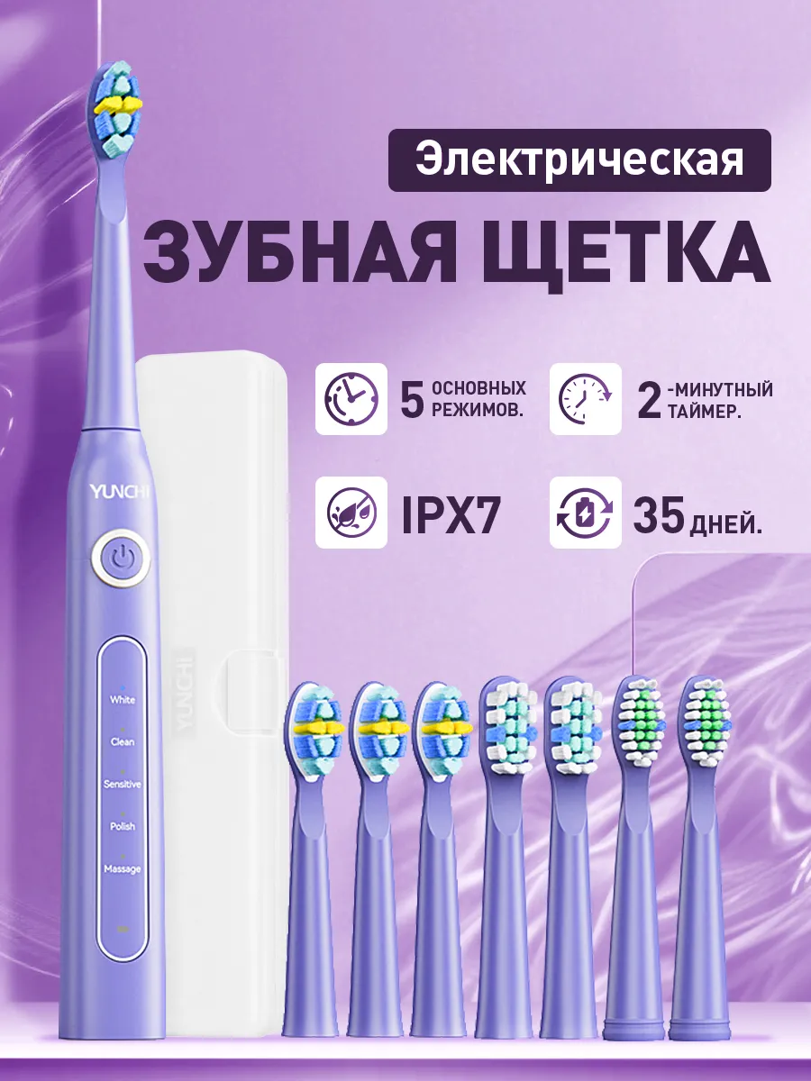 Срок службы батареи электрической зубной щетки 33–50 дней