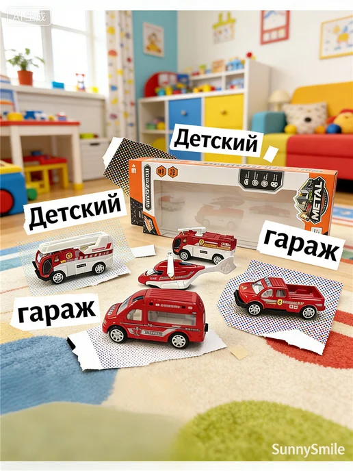 Candy Castle Набор металлических машинок Спецтехника, красный, фото 3