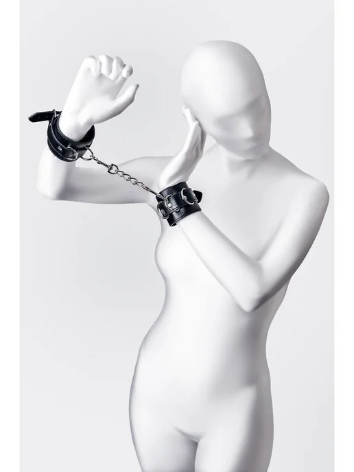 ToyFa Черные наручники Anonymo на сцепке для взрослых, черный, фото 5
