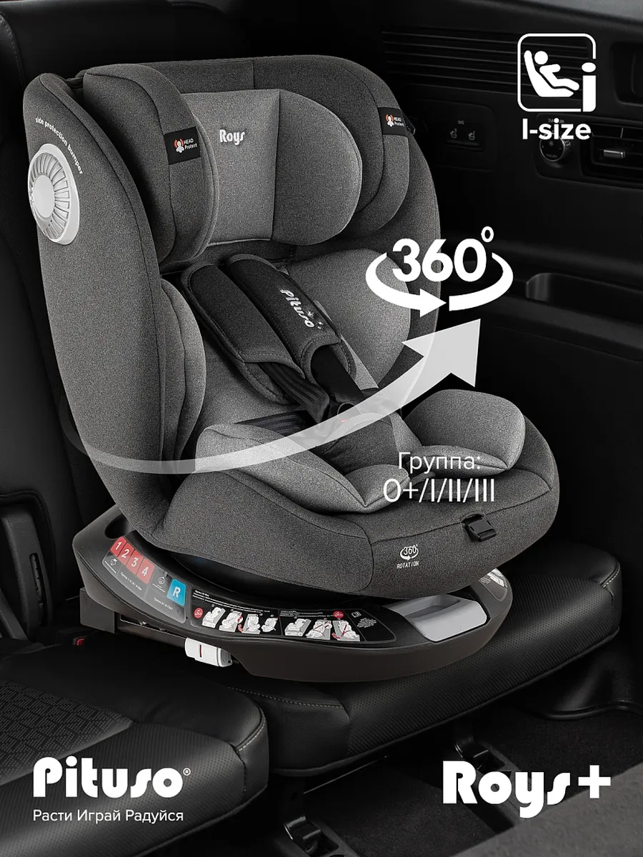 Автокресло 0-36 кг Roys+ Dark grey grey Inlay Т