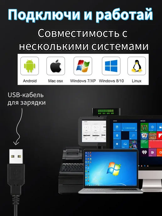 MYRONANA Сканер штрихкодов 2D проводной QR код, вариант, фото 5