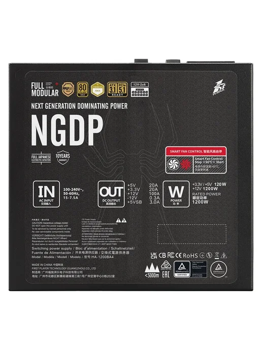 1stPlayer Блок питания NGDP 1200W, 80+Gold, ATX 3.1, 1200 Вт, фото 7