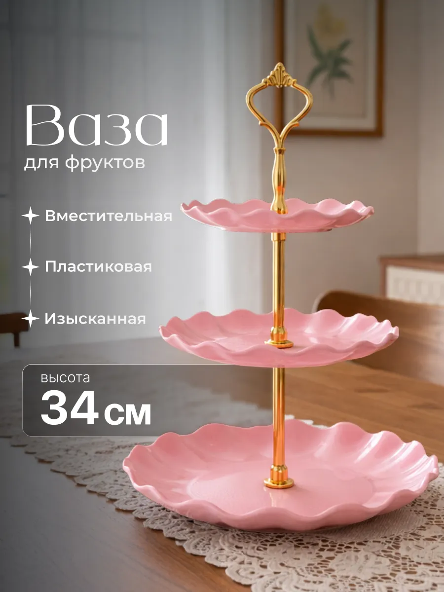 Фруктовница трехъярусная этажерка пластиковая