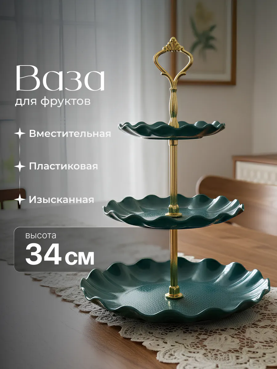 Фруктовница трехъярусная этажерка пластиковая