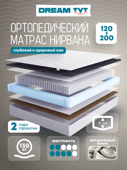 DREAM TYT Матрас Нирвана, независимые пружины, 120х200 см, 120x200 см