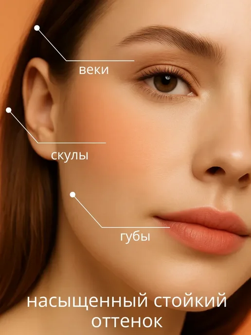 альма4 стойкие кремовые румяна бежевые для щек для лица, бежевый, фото 2