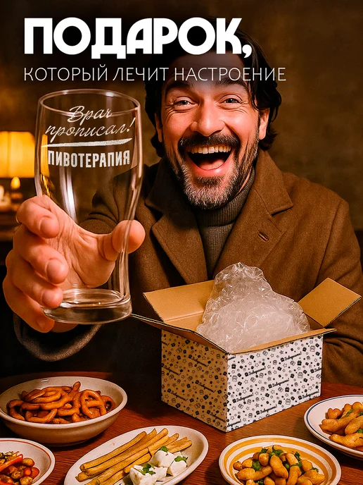Заверните! Подарочный бокал для пива мужчине, белый, фото 2
