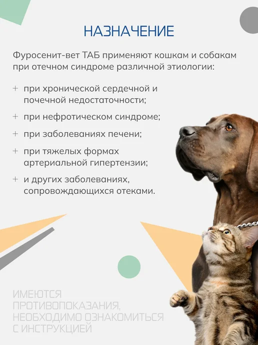 Nita-Farm Фуросенит-вет ТАБ 20 мг, 20 таблеток, вариант, фото 2