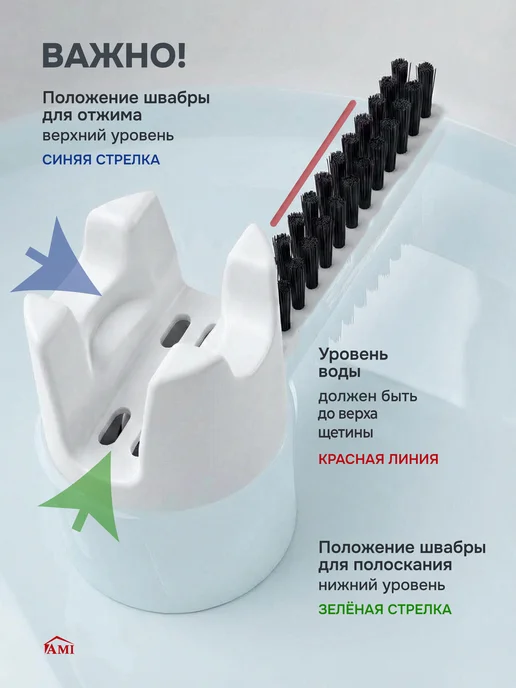 AMI Швабра для пола с отжимом простая с микрофиброй без ведра, синий, фото 8