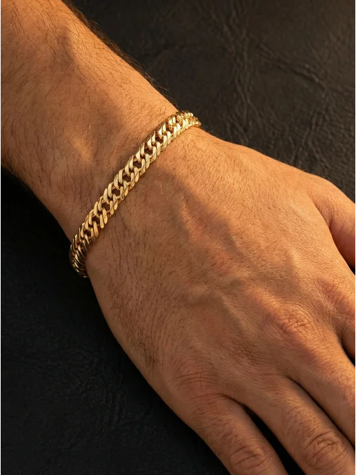 D&L Jewelry Браслет женский, мужской на руку позолоченный двойной ромб, желтый, фото 2