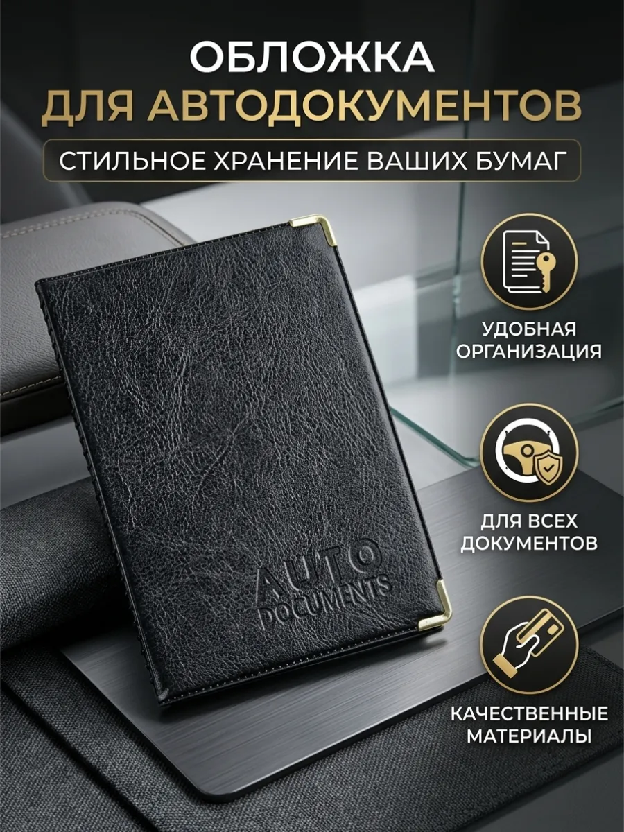 Обложка для автодокументов искусственная кожа универсальная