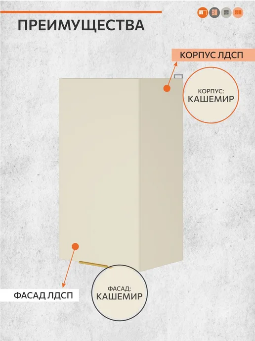 ОРИНОКО Кухонный гарнитур модульный навесной 40 см, бежевый, фото 3