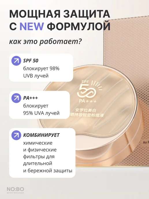 THE:BO Кушон тональный для лица с рефилом SPF50 PA+++, вариант, фото 6