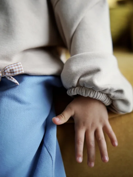 mass.kids Толстовка свитшот без начеса с бантиками, бежевый, фото 7