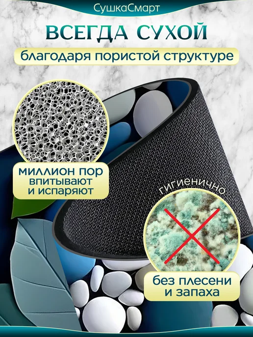 Estetic House Коврик для ванной и туалета диатомитовый антискользящий, голубой, фото 3
