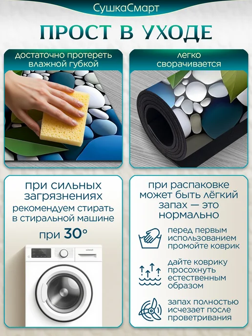 Estetic House Коврик для ванной и туалета диатомитовый антискользящий, голубой, фото 8