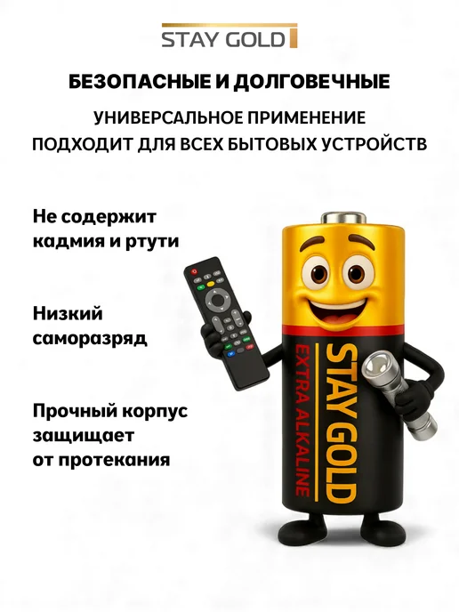 STAY GOLD Батарейки пальчиковые АА (LR6) алкалиновые 1,5V, набор 12 шт, 12 шт, фото 7