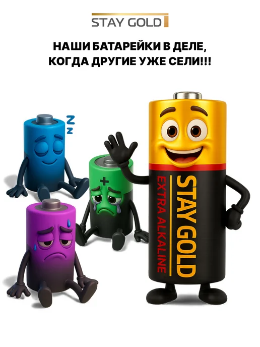 STAY GOLD Батарейки пальчиковые АА (LR6) алкалиновые 1,5V, набор 12 шт, 12 шт, фото 8