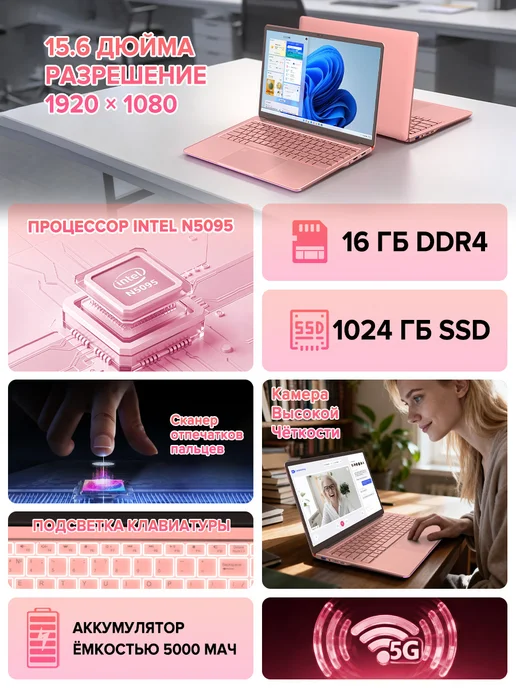 Мощный Ноутбук для работы и учебы 15,6" IPS 16GB SSD 1024Gb, 16 ГБ, 1024 ГБ, фото 2