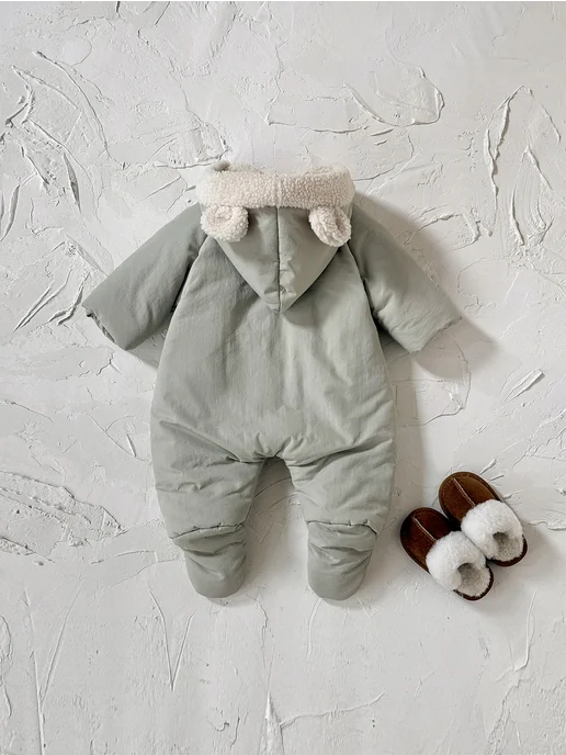 FMPDC baby Детский теплый цельнокроеный костюм, коричневый, фото 2