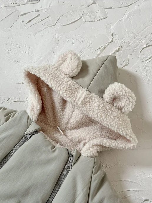FMPDC baby Детский теплый цельнокроеный костюм, коричневый, фото 7