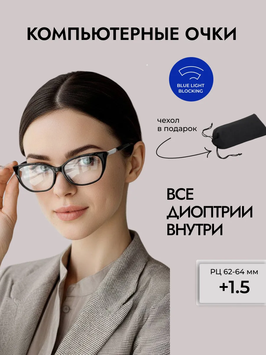 Очки для зрения женские кошачий глаз компьютерные