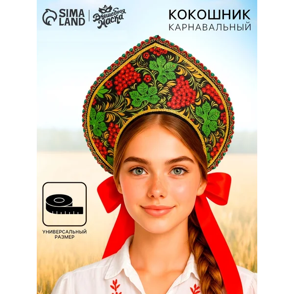 Кокошник русско народный карнавальный «Гроздья рябины»