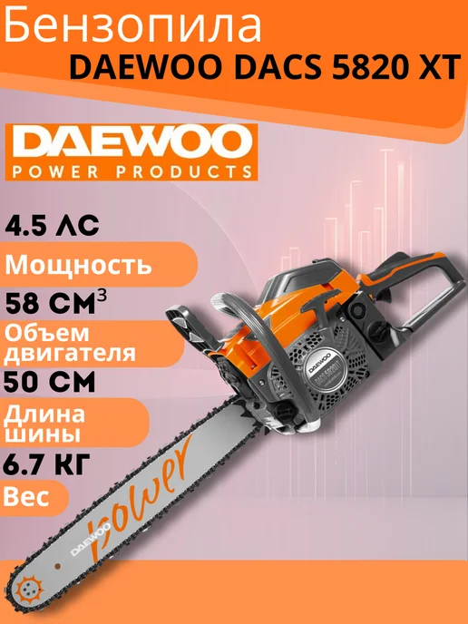 DAEWOO Бензопила DACS 5820 XT, 550 мл