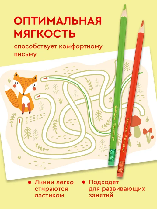 КАЛЯКА-МАЛЯКА Карандаши цветные стираемые набор 48 цветов в тубусе, 48 цв., фото 5