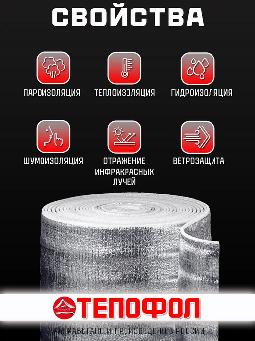 Тепофол Теплоизоляция двусторонняя металлизированная 10 м, 25 м, фото 4