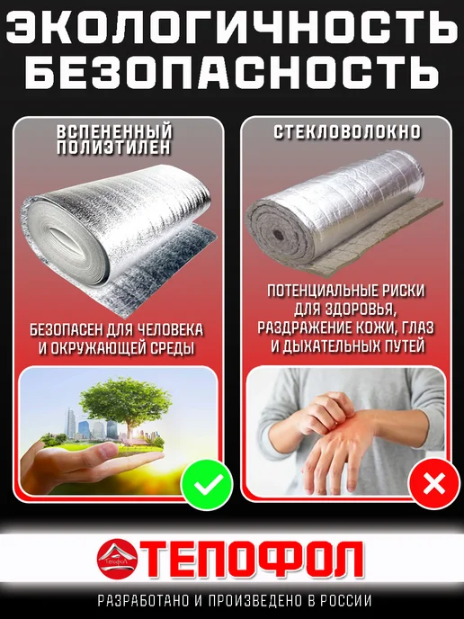 Тепофол Теплоизоляция двусторонняя металлизированная 10 м, 25 м, фото 6