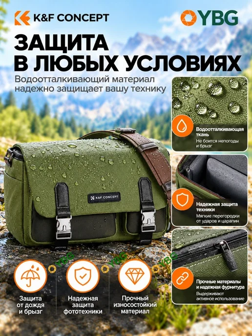 K&F CONCEPT Сумка-слинг Urban wander 11 KF13.142V3, зелёная, 10 л, 10 л, фото 2