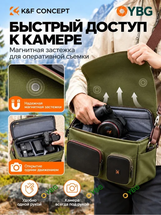 K&F CONCEPT Сумка-слинг Urban wander 11 KF13.142V3, зелёная, 10 л, 10 л, фото 4