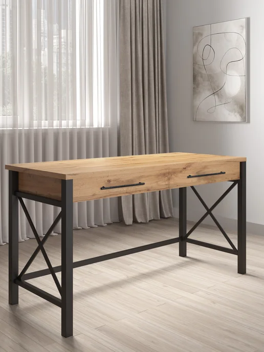 Make Mebel Стол письменный с ящиками Айленд 140х60 см, Дуб Вотан, 140x60 см, фото 2