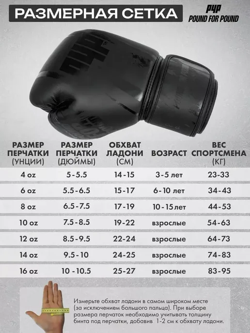Pound For Pound Перчатки боксерские детские, черный, фото 2