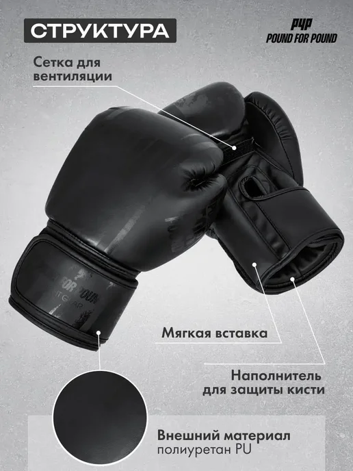 Pound For Pound Перчатки боксерские детские, черный, фото 4