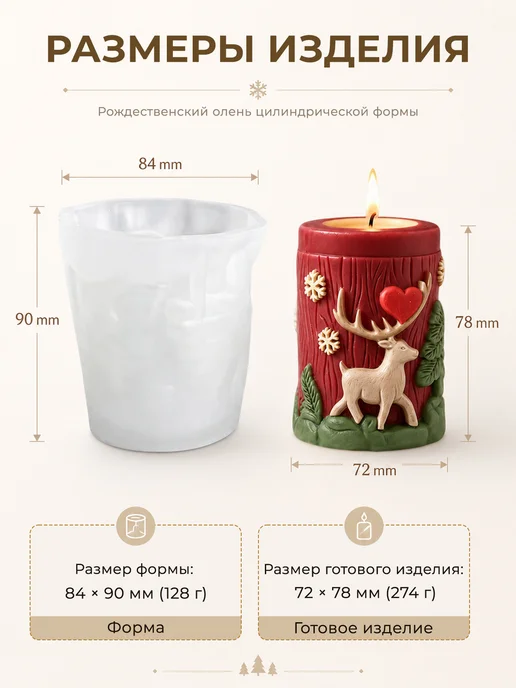 Decorica Молд для свечей новогодний олень силиконовый 3D, вариант, фото 2