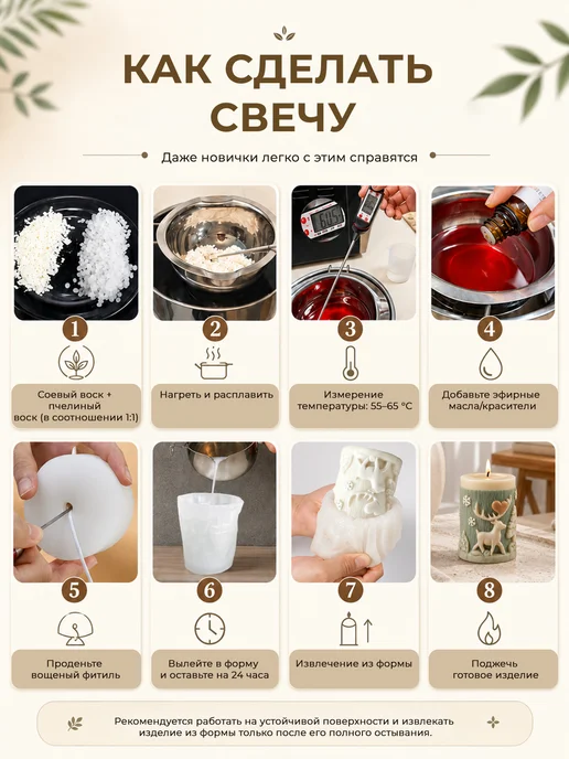 Decorica Молд для свечей новогодний олень силиконовый 3D, вариант, фото 4
