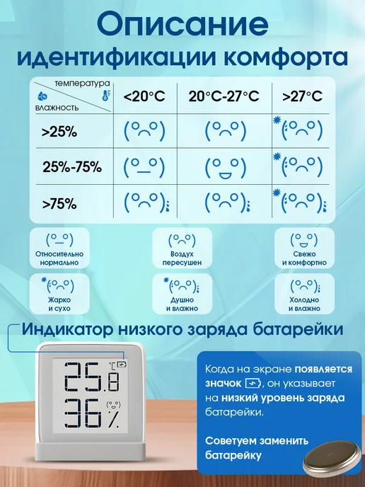 MiaoMiaoce Метеостанция домашняя термометр гигрометр MHO-C201, серый, фото 4