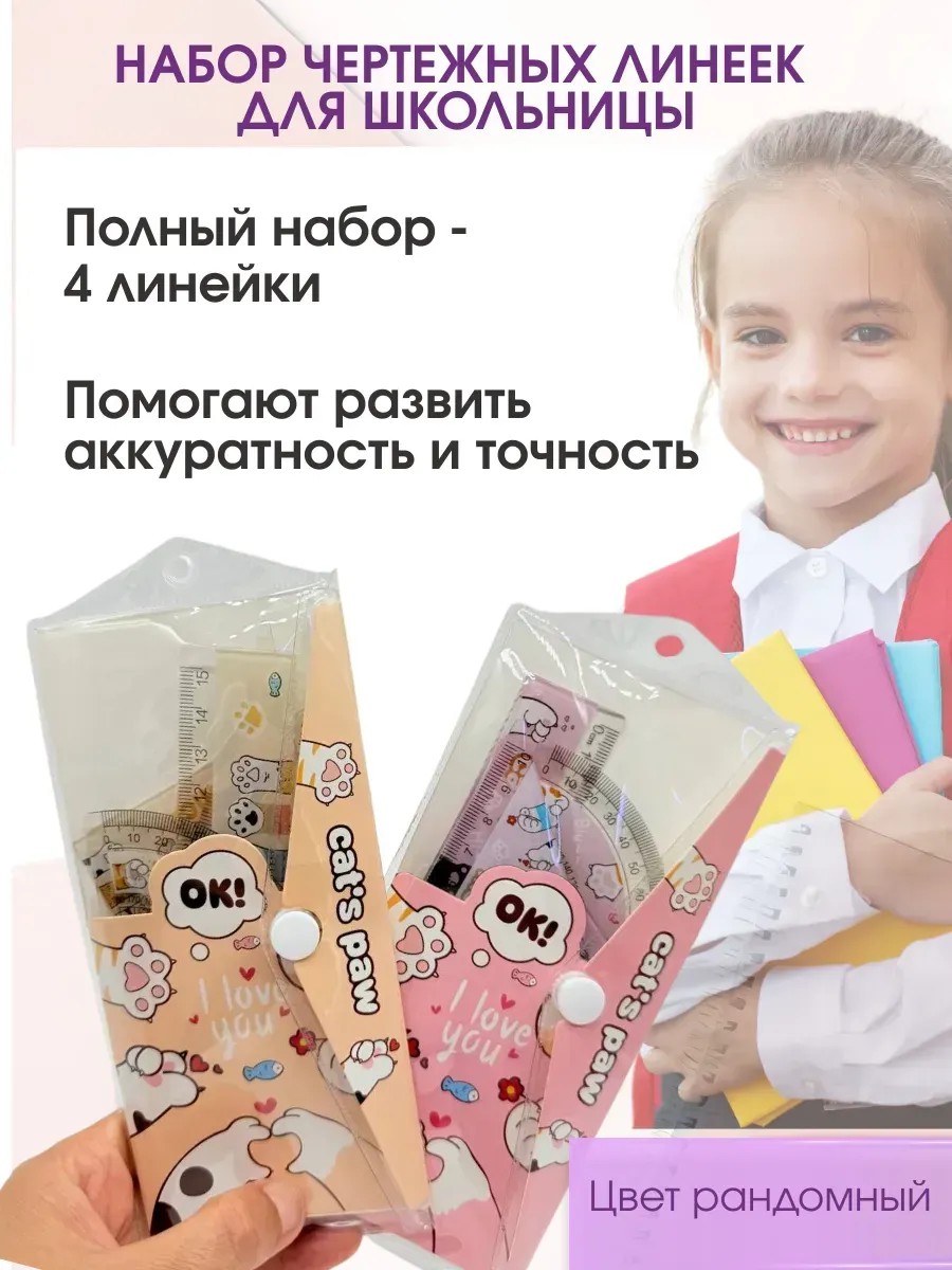 Набор чертежных линеек для школьницы