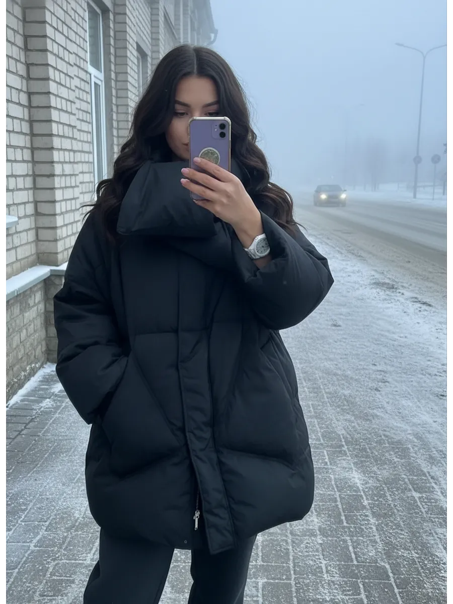 Пуховик с шарфом