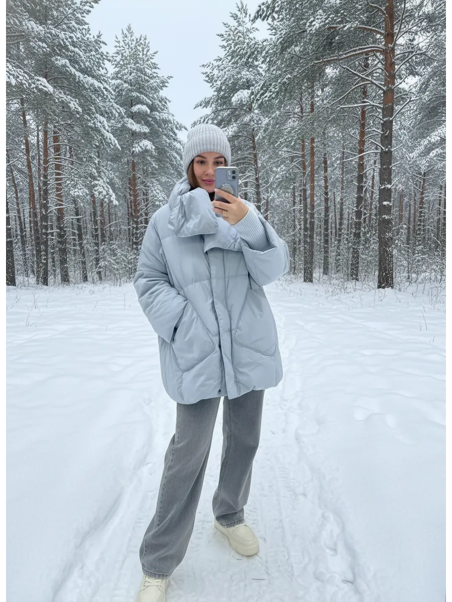 Пуховик с шарфом