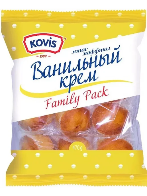 KOVIS Мини маффины Ковис ваниль 470гр, 470 г, в упаковке 1 кг, фото 2